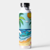 Palmbomen op het strand waterfles (Links)