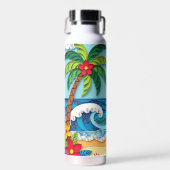 Palmbomen op het strand waterfles (Voorkant)