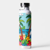 Palmbomen op het strand waterfles (Rechts)