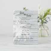 Palmbomen op het strand Wood Beach Wedding Save th Kaart (Staand voorkant)