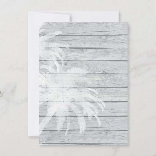 Palmbomen op het strand Wood Beach Wedding Save th Kaart (Achterkant)