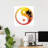 Palmbomen op het symbool Sunset Yin Yang Poster (Thuiskantoor)