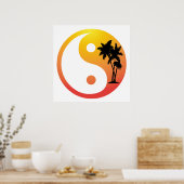 Palmbomen op het symbool Sunset Yin Yang Poster (Keuken)
