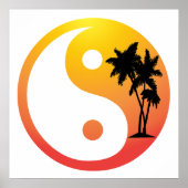 Palmbomen op het symbool Sunset Yin Yang Poster (Voorkant)