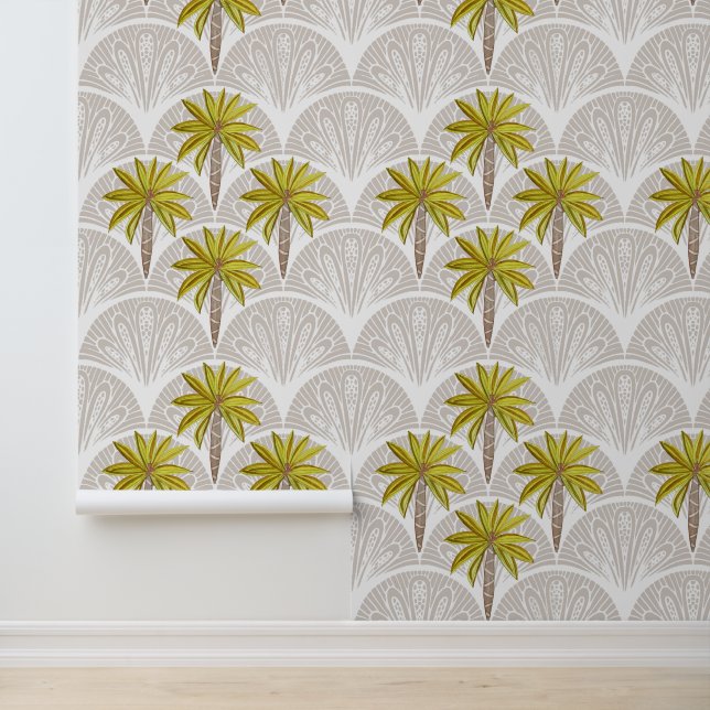 Palmbomen op het zand van tropische eilanden behang (Applicatie)