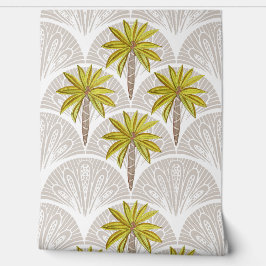 Palmbomen op het zand van tropische eilanden behang