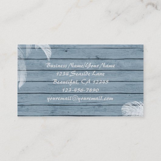 Palmbomen op rustiek houten achtergrond strand visitekaartje (Achterkant)