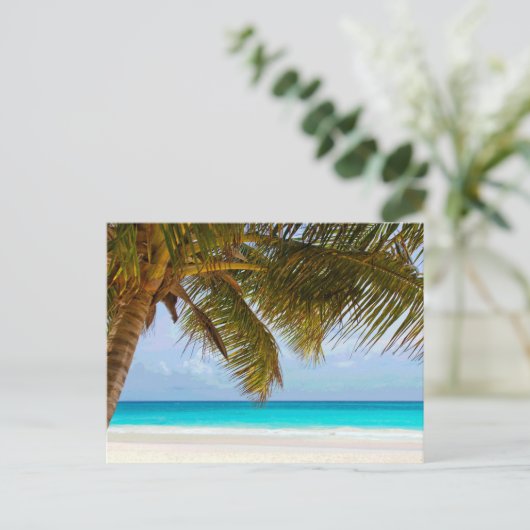 Palmbomen op strand Blue Zee & Sky Briefkaart (Staand voorkant)