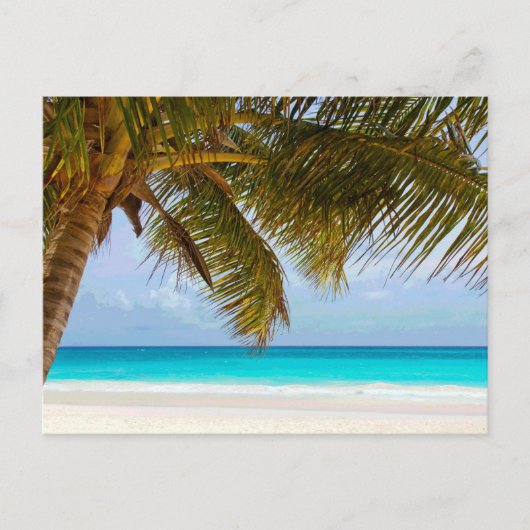 Palmbomen op strand Blue Zee & Sky Briefkaart (Voorkant)
