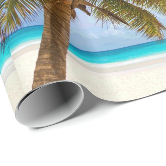 Palmbomen op strand Blue Zee & Sky Cadeaupapier (Rol Hoek)