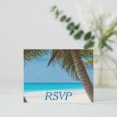 Palmbomen op strand bruiloft RSVP ansichtkaarten Uitnodiging Briefkaart (Staand voorkant)
