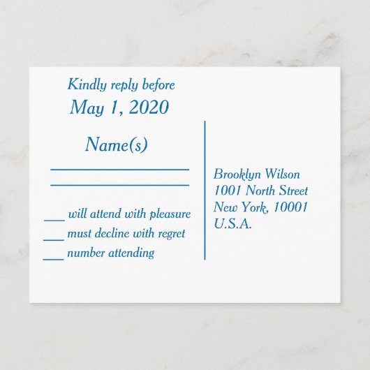 palmbomen op strand bruiloft RSVP-Briefkaarten Uitnodiging Briefkaart (Achterkant)