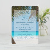 Palmbomen Op Strand Trouw Uitnodigingen (Staand voorkant)