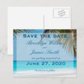 Palmbomen op strand trouwkaart Save the Date ansic Aankondigingskaart (Voorkant / Achterkant)