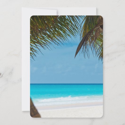 palmbomen op strandbruiloft kaart (Achterkant)