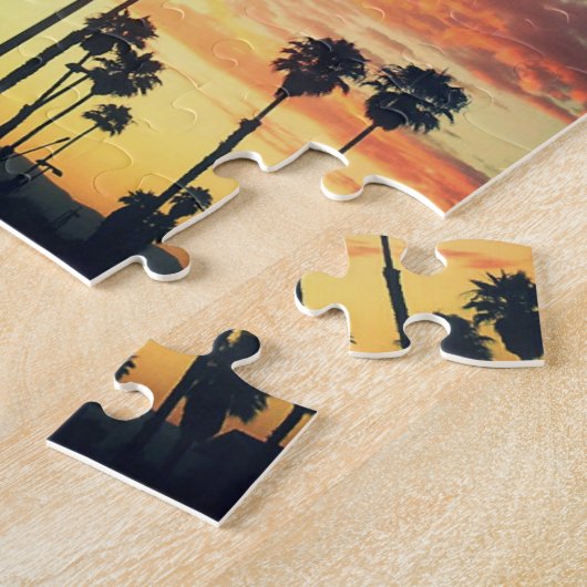 Palmbomen op Sunset Puzzle Legpuzzel (Zijkant)