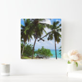 Palmbomen op tropische zeeslakklok vierkante klok (Huis)