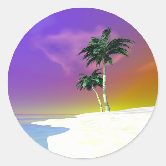Palmbomen op wit ronde sticker (Voorkant)
