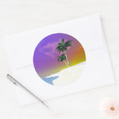 Palmbomen op wit ronde sticker (Envelop)