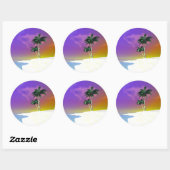 Palmbomen op wit ronde sticker (Vel)