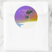 Palmbomen op wit ronde sticker (Tas)
