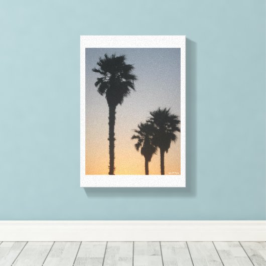 Palmbomen op zonsondergang canvas afdruk (Insitu (Houten vloer))