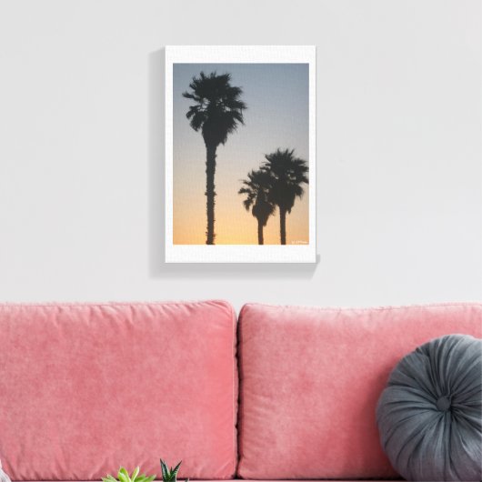 Palmbomen op zonsondergang canvas afdruk (Insitu (Woonkamer))
