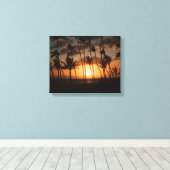 Palmbomen op zonsondergang canvas afdruk (Insitu (Houten vloer))