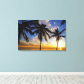 Palmbomen op zonsondergang canvas afdruk (Insitu (Houten vloer))