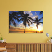 Palmbomen op zonsondergang canvas afdruk (Insitu (Woonkamer))