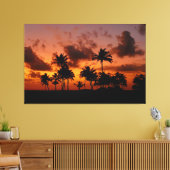 Palmbomen op zonsondergang - rood canvas afdruk (Insitu (Woonkamer))