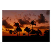 Palmbomen op zonsondergang - rood perfect poster (Voorkant)
