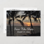 Palmbomen Opslaan De Datum Bestemming Trouwen Aankondigingskaart (Voorkant / Achterkant)