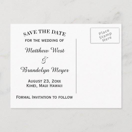 Palmbomen Opslaan De Datum Bestemming Trouwen Aankondigingskaart (Achterkant)