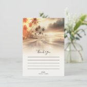 Palmbomen & Oranje Zonsondergang Strand Bruiloft B Kaart (Staand voorkant)