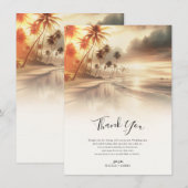 Palmbomen & Oranje Zonsondergang Strand Bruiloft B Kaart (Voorkant / Achterkant)