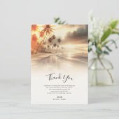 Palmbomen & Oranje Zonsondergang Strand Bruiloft B Kaart (Staand voorkant)