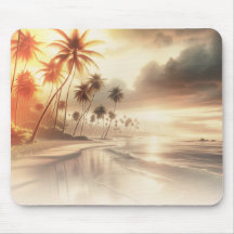 Palmbomen & Oranje Zonsondergang Strand