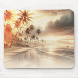 Palmbomen & Oranje Zonsondergang Strand Muismat