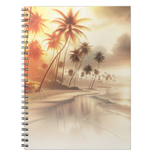 Palmbomen & Oranje Zonsondergang Strand Notitieboek