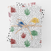 Palmbomen, palmvaten en zwarte handgetrokken Stipp Inpakpapier Vel (In situ)