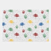 Palmbomen, palmvaten en zwarte handgetrokken Stipp Inpakpapier Vel (Voorkant)