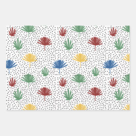 Palmbomen, palmvaten en zwarte handgetrokken Stipp Inpakpapier Vel