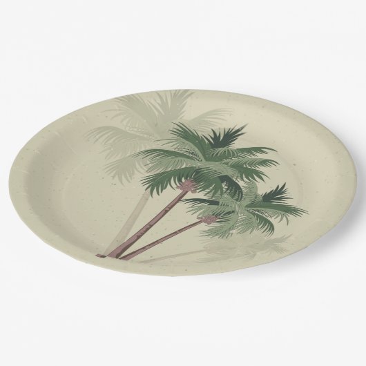  palmbomen papieren bordje (Gekanteld)