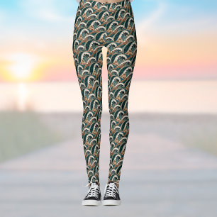 Palmbomen Polynesische Golven  Strand Groen Leggings