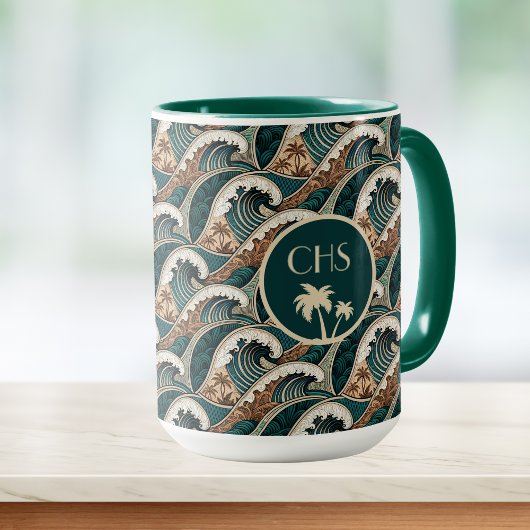 Palmbomen Polynesische Golven  Strand Monogram Mok