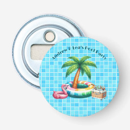 Palmbomen Pool Party Flamingo Button Flesopener