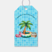 Palmbomen Pool Party Flamingo Cadeaulabel (Voorkant)