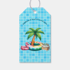 Palmbomen Pool Party Flamingo Cadeaulabel