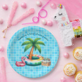 Palmbomen Pool Party Flamingo Papieren Bordje (Feest)